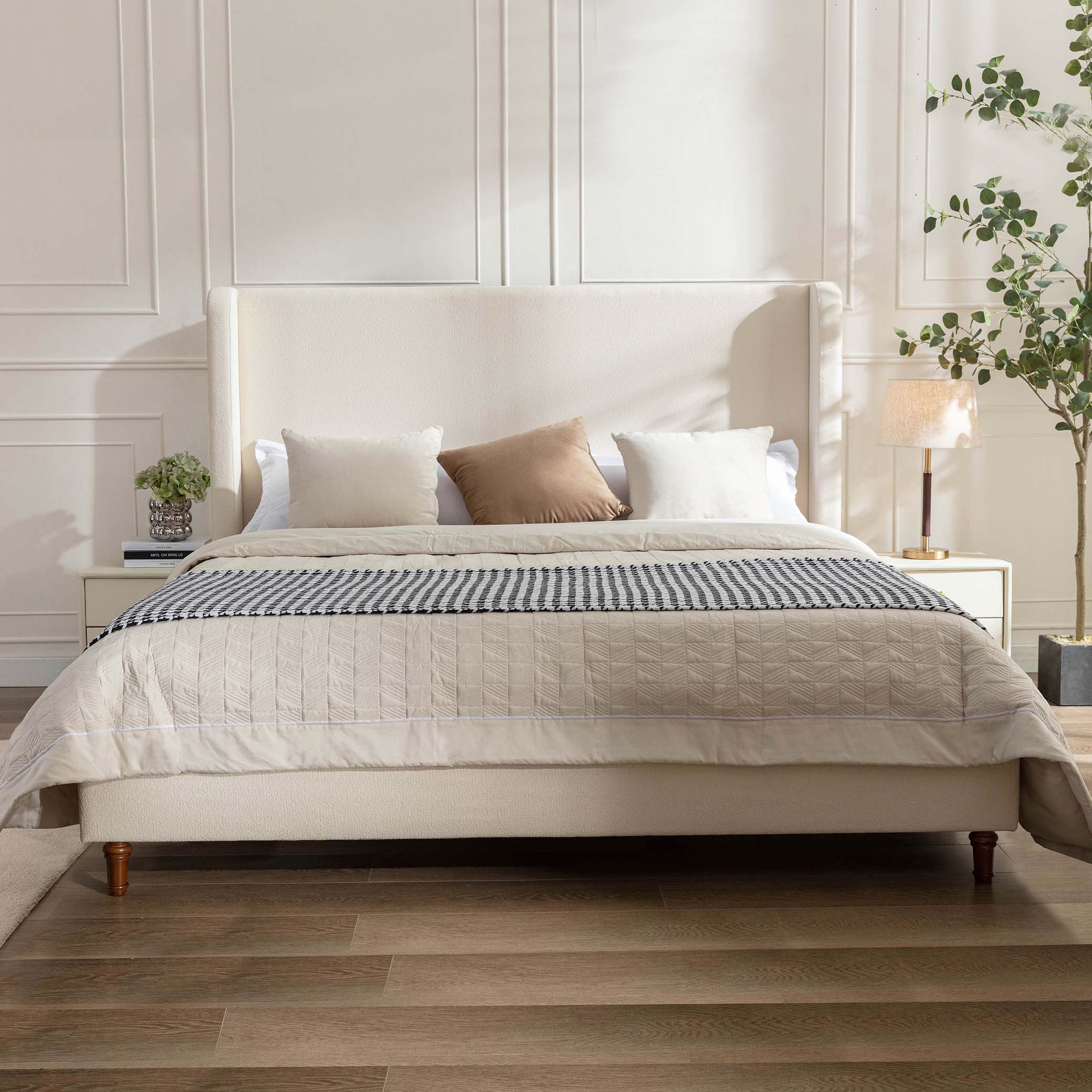 Latitude Run® Dehosse Modern Upholstered Platform Bed With Wingback Headboard & Reviews | Wayfair
