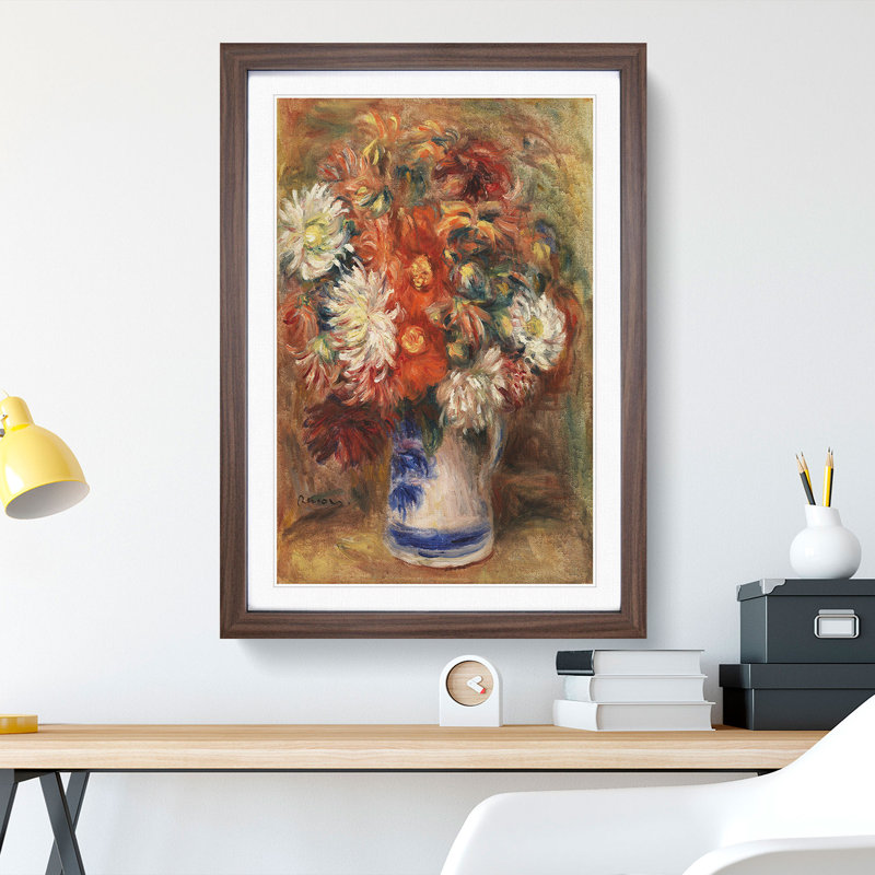 Bouquet of Flowers Vol.1 by Pierre-Auguste Renoir - Picture Frame Painting, 48cm H x 36cm W x 2cm D, Walnut