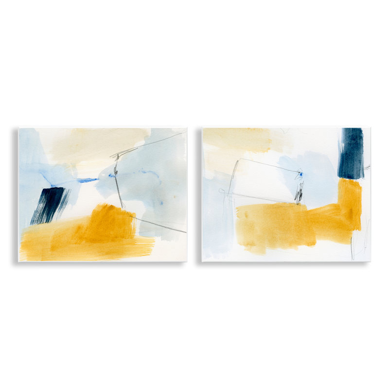 «Yellow Patchy Abstract 2 PC Wall Plate Art Set» par Victoria Barnes