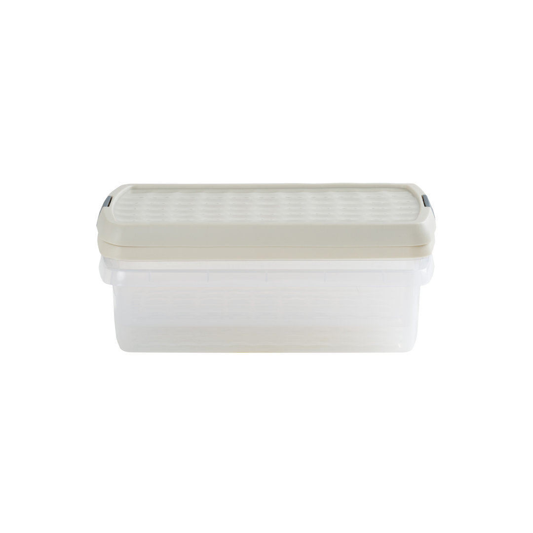 Wham Clip 7L Rectangular Plastic Storage Boxes with Secure Clip Lock Lids. L:39 x W:24 x H:10.5cm Clear/Stone/Slate Grey