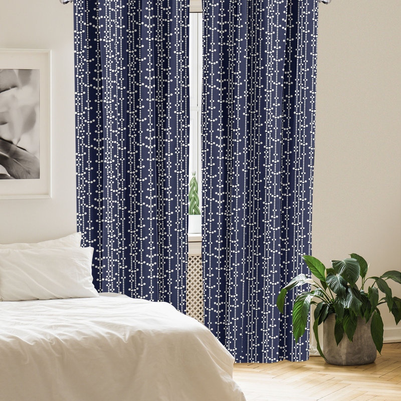 Rideaux à 4 panneaux Red Barrel Studio®, bleu foncé japonais rétro crème