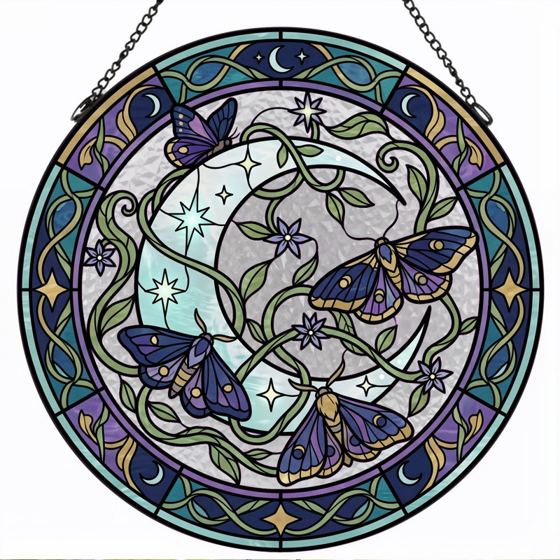 Vitrail Moth Moon - 7,8H, H 7,8 po