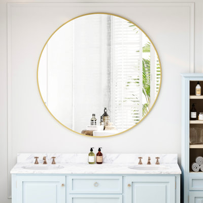 Miroir de 42 po avec cadre en métal doré, fixé au mur pour la salle de bain, la décoration de la chambre à coucher, le miroir du meuble-lavabo, la décoration
