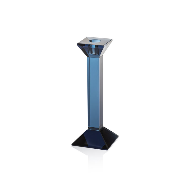 Porte-bougie caramel et cristal Carmac, Bleu foncé