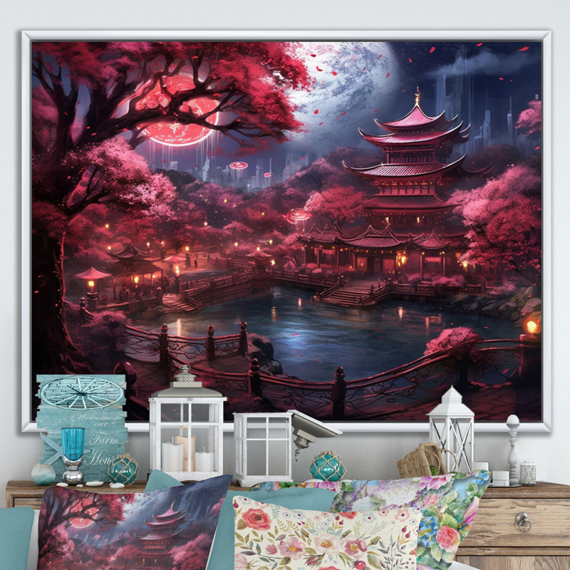 Japon, terre du Samouraï III - Japon, art mural, H 30 po x l 40 po x P 1,5 po, Cadre flottant blanc