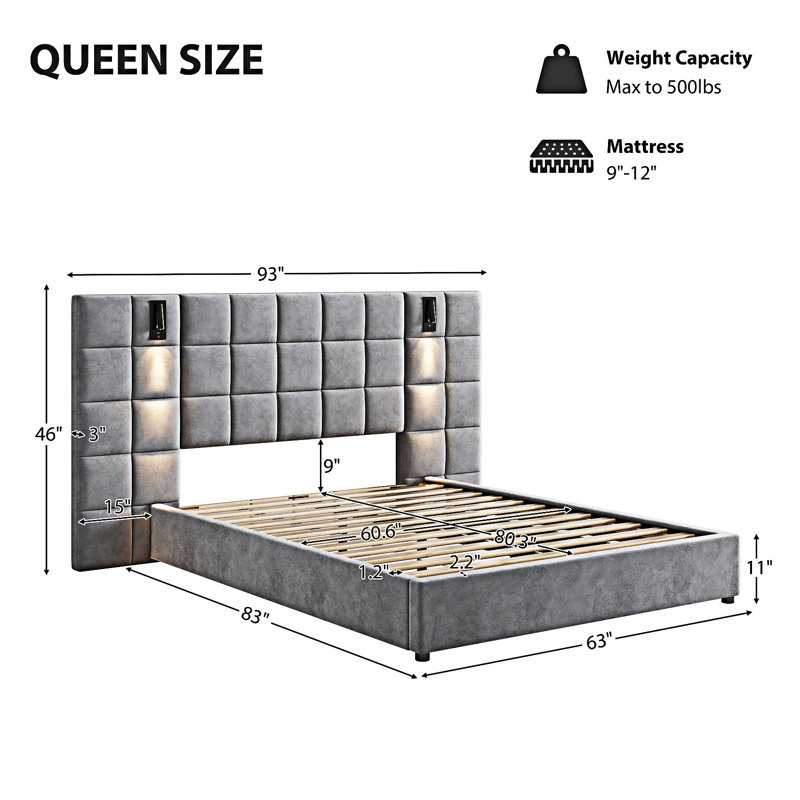 Upholstered Bed, Queen