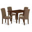 Ensemble de table de salle à manger 5 pièces comprenant une table de salle à manger rectangulaire avec Dropleaf et 4 chaises rembourrées en tissu de lin foncé, 30 x 48 pouces, acajou-918463126-918463123-918463122