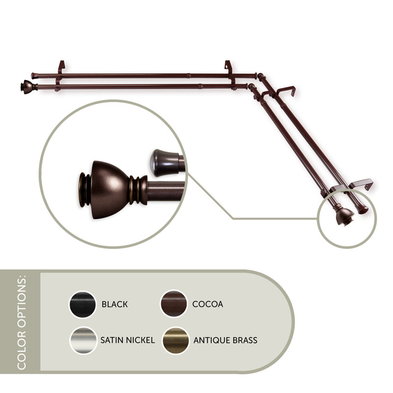 Tringle à rideaux double Haubstadt, L 120 po x l 70 po, Cacao