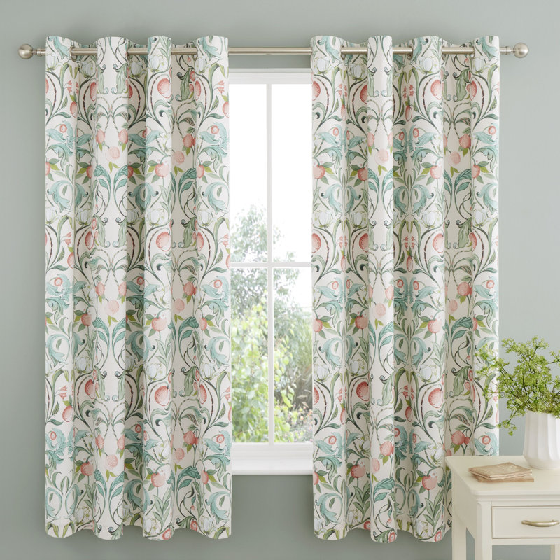 Eyelet Semi Sheer Floral Curtains