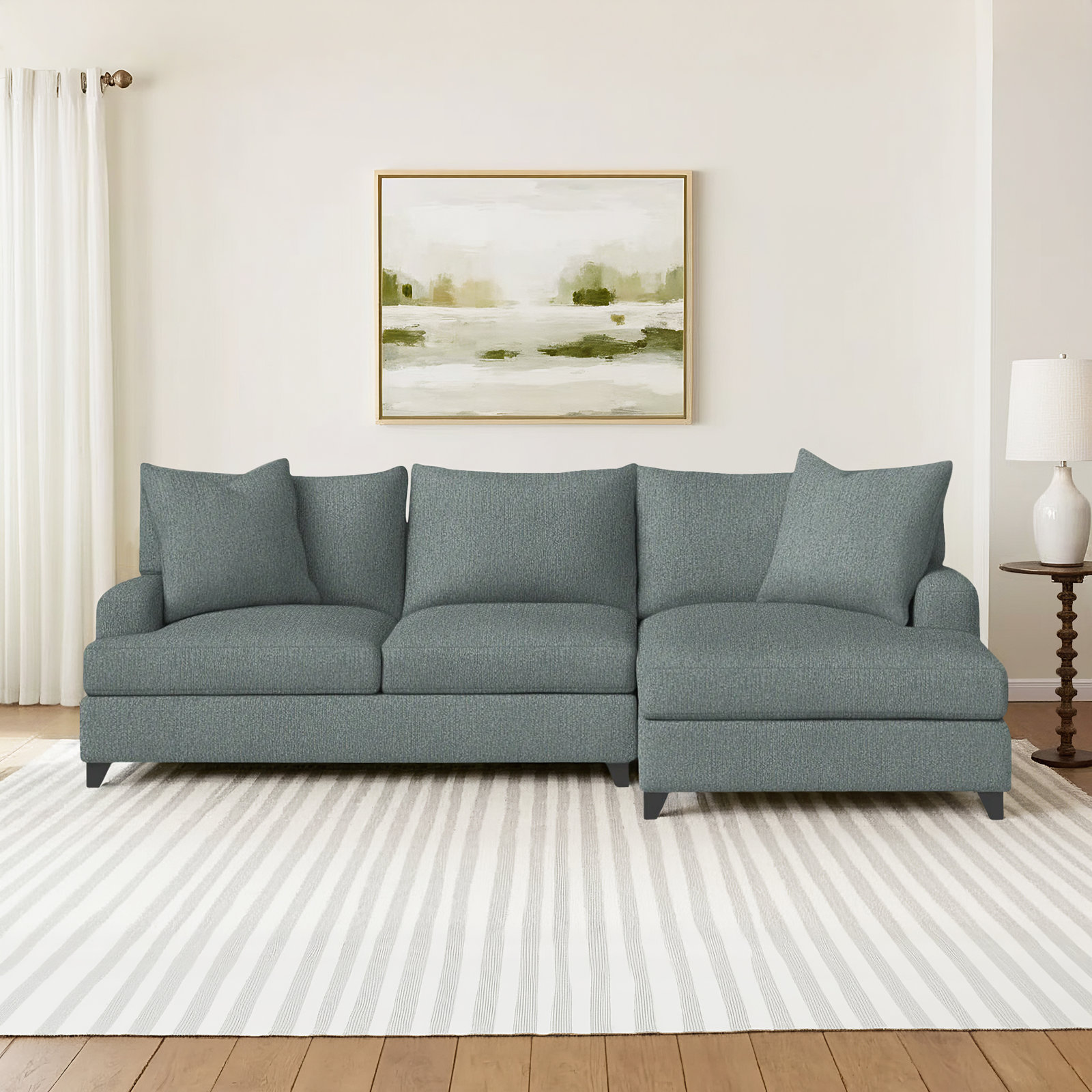 Shorewood Upholstered Chaise L-Sectional, Heavenly Robins Egg, Right Hand Facing
