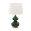 Lampe de table Hino, corps tourné en céramique 24 po, abat-jour tambour ivoire-107417428