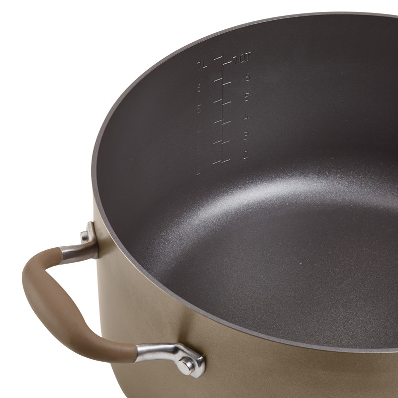 Anolon Advanced Home Hard Anodized Nonstick Wide Stockpot With Steamer Insert Set, 3-Piece,  8.5-Quart, Brown