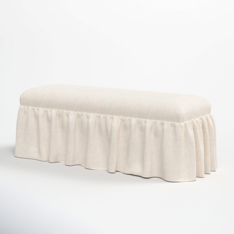Nia Ruffle Dining Bench, Classic Talc Linen
