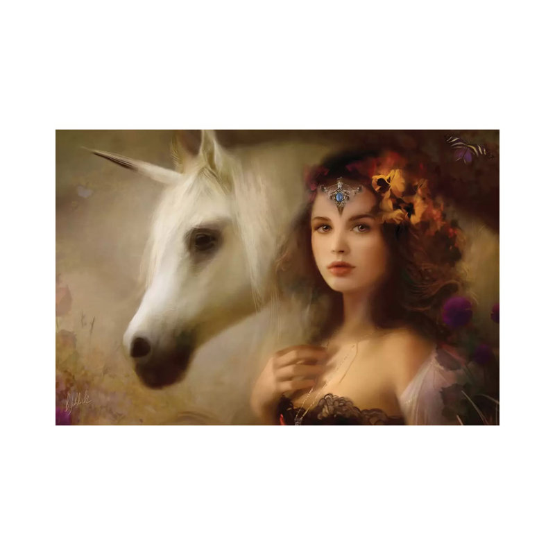 Unicorn by Bente Schlick - Wrapped Canvas Print, 20.32 cm H x 30.48 cm W