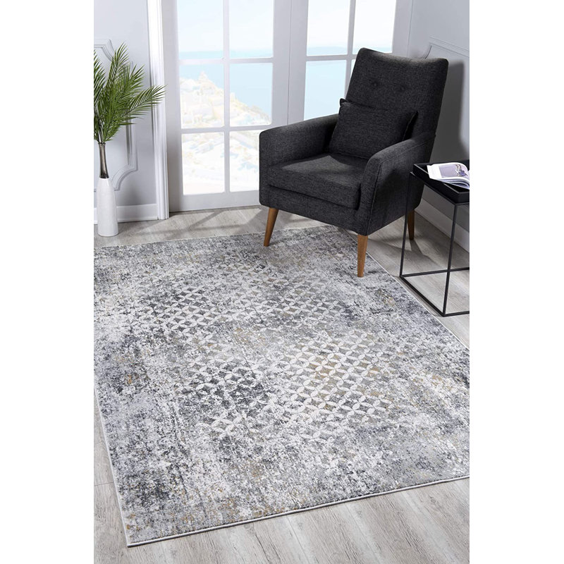 Chartese Grey Rug, Rectangle 3'9" x 6'