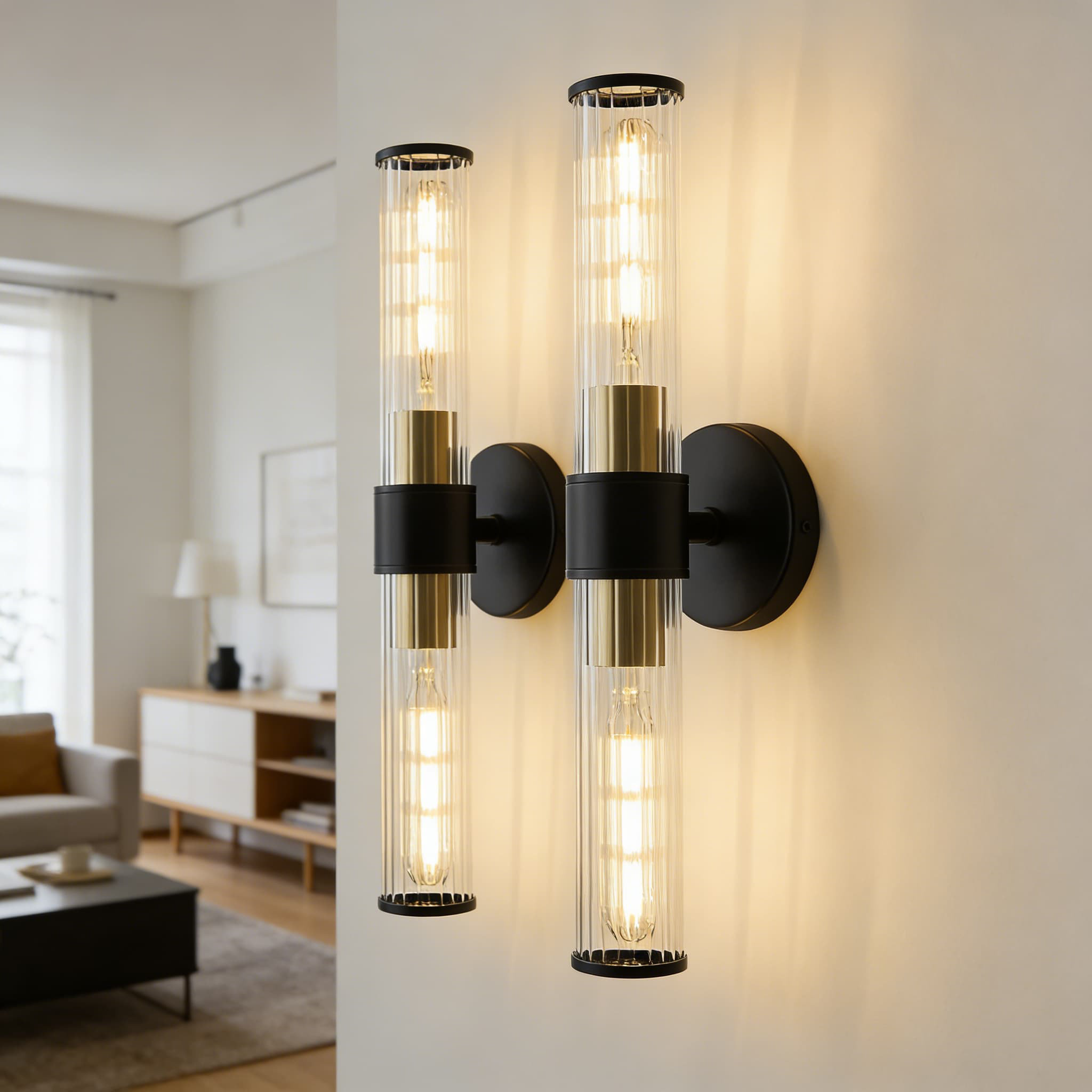 Everly Quinn Hardwired Bathroom Wall Sconce Light Fixture 2 Pack ...