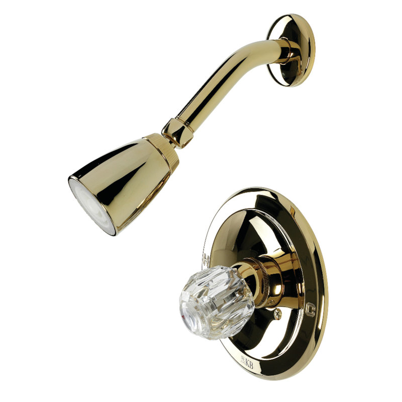 Robinet de douche avec soupape brute avec soupape et garniture, Laiton poli