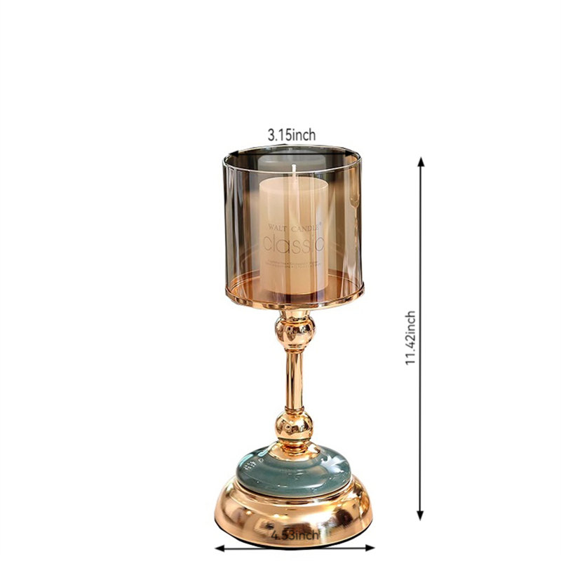 Metal Tabletop Candlestick, 11.42" H x 4.53" W x 4.53" D