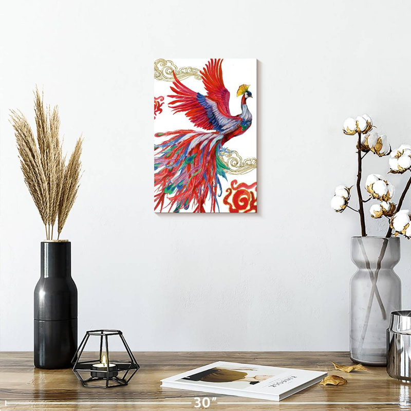 Brampt oiseau coloré Phoenix, H 12 po x l 8 po
