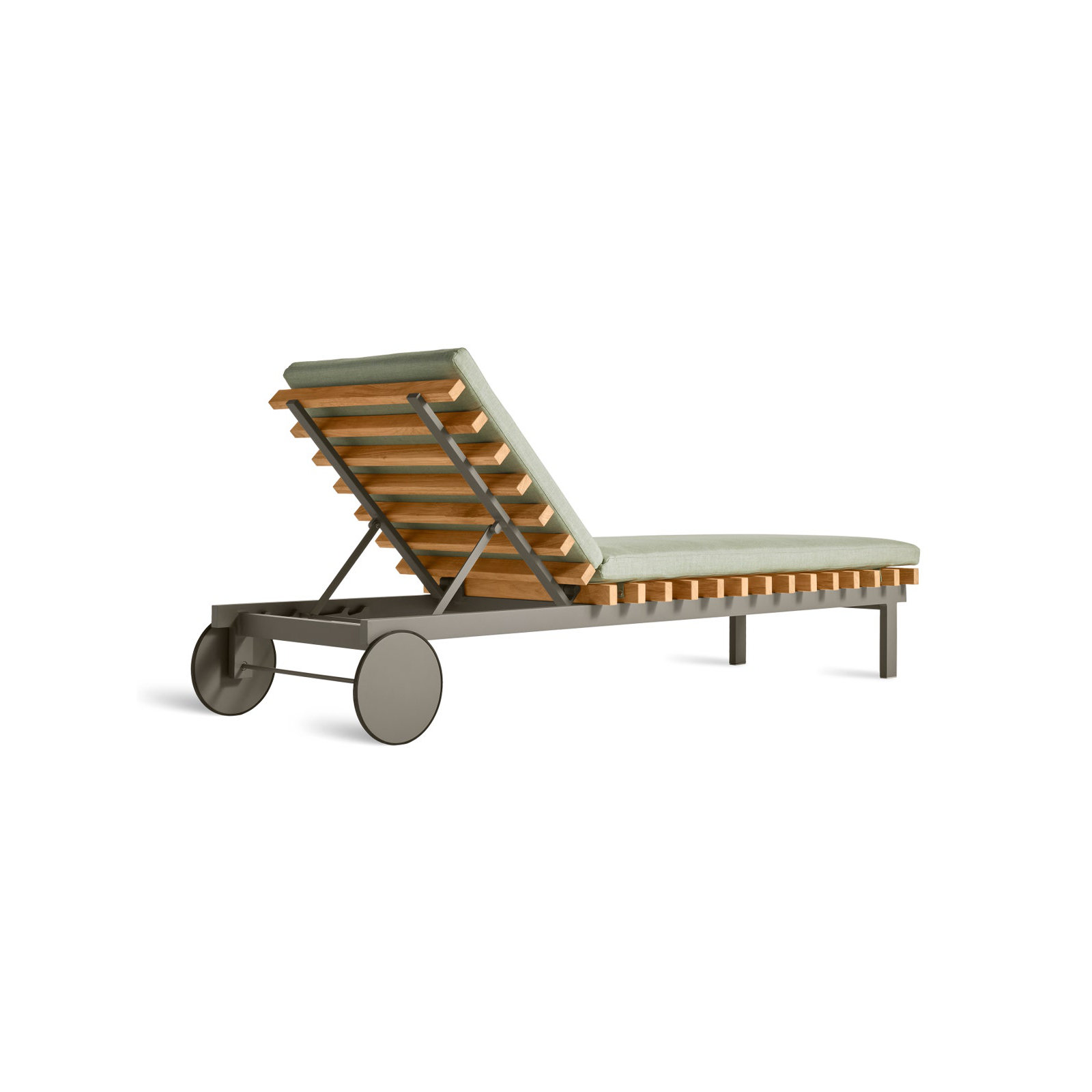Perch 26'' Outdoor Powder Coated Aluminum Chaise Lounge, Sunbrella Oasis, Charcoal