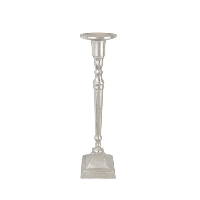 Aspen Creative 16302-11, porte-bougie massif en aluminium nickelé, support de table décoratif pour mariage, repas, fête, décoration intérieure, 4-1 / 8 po de diamètre x 16 po de hauteur