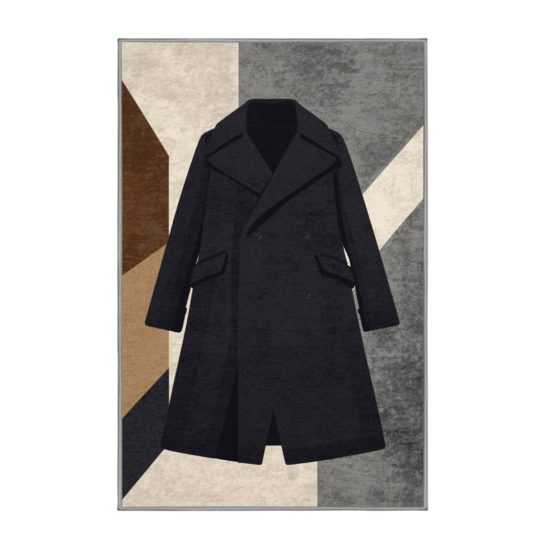 Tapis moderne et contemporain lavable à la machine en mauve et gris Kymani, 2 x 3