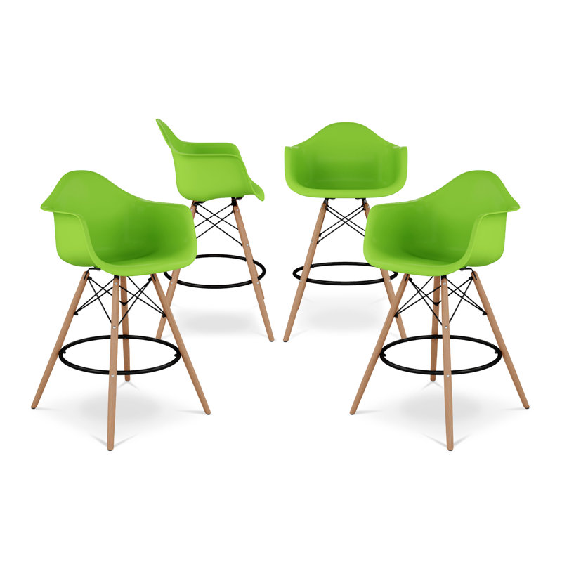  Tabouret de comptoir avec accoudoirs, vert, paquet de 4, Vert