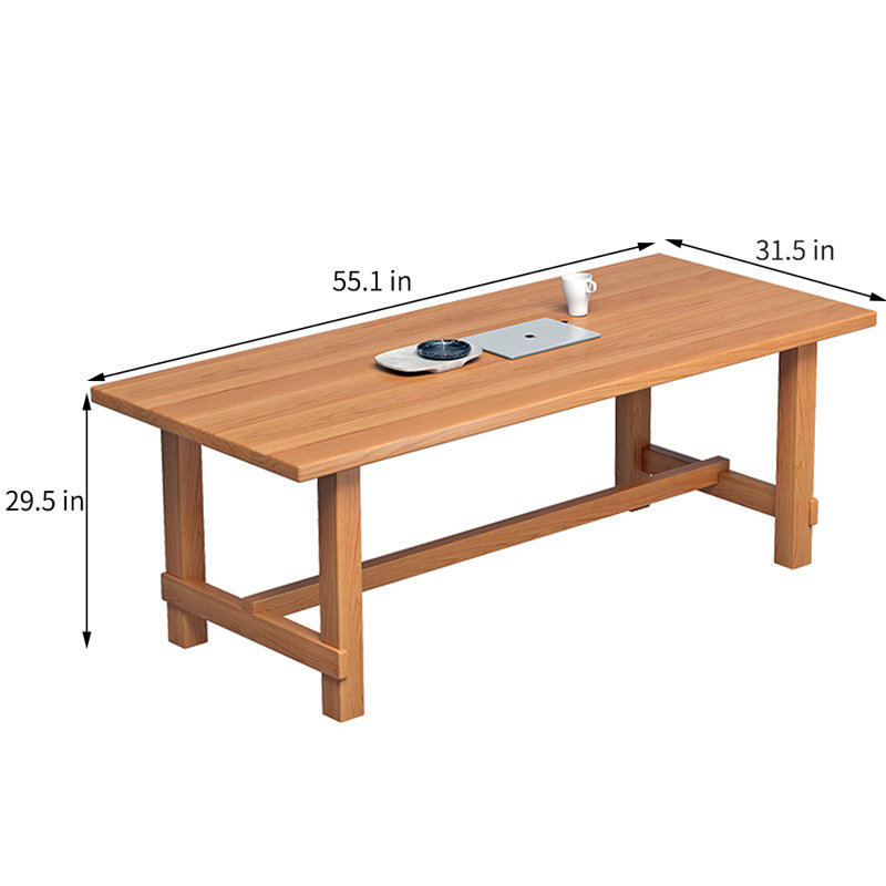 Neomia Cherry Solid Wood Top Dining Table, 29.5"H x 55.1"L x 31.5"W
