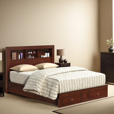 4-Drawer Design Transitional Cherry Full Storage Bed - 58"W x 81"L, Particle Board Frame - Space-Saving Bedroom Solution
