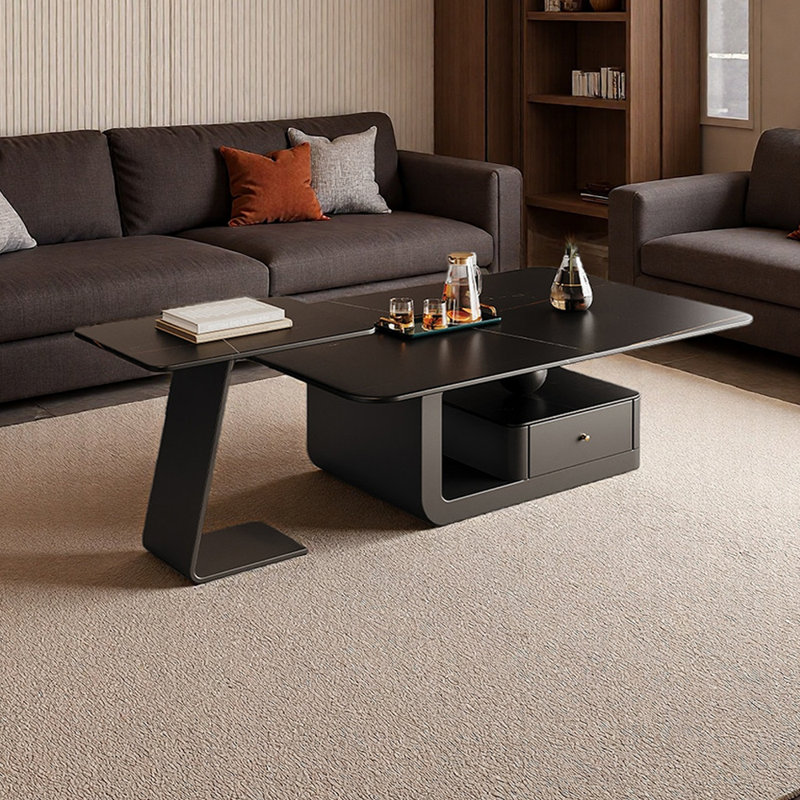 Ensemble de tables basses avec tiroir Minimalisme, H 16,53 po x L 27,55 po x l 51,18 po, Noir et or, Black