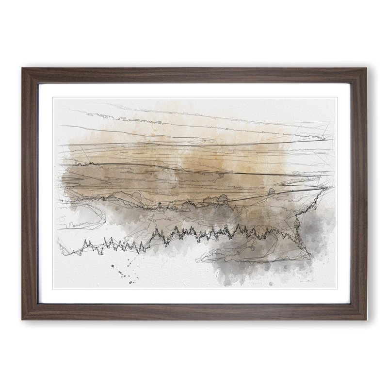 Forest Mist - Picture Frame Drawing, 27cm H x 36cm W x 2cm D, Walnut