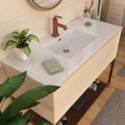 Meuble-lavabo à poser 49 po avec cuve rectangulaire intégrée et trop-plein Whitehaus