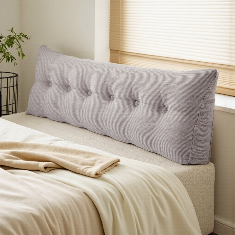Wedge Headboard Pillow with Removable Cover, Light Grey, 180cm W x 50cm D