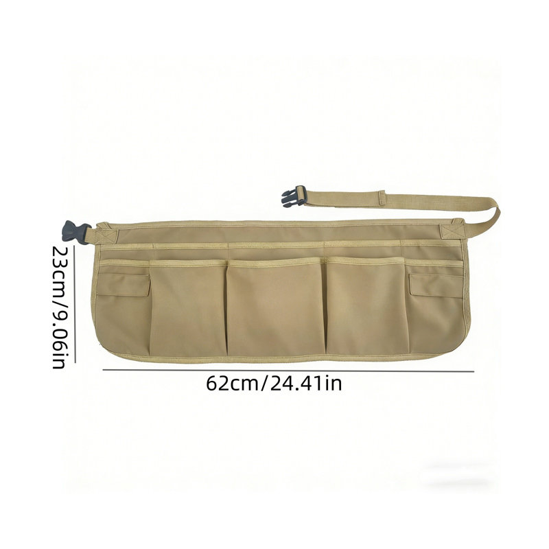Multi Pocket Waterproof Tool Apron, Multi Functional Repairman Gardener Carpenter Bib Apron, 24.4x9.1in Khaki, Khaki