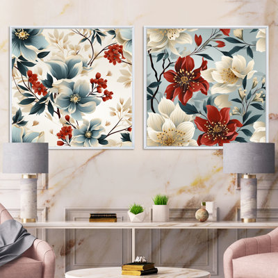 Ordaz - ensemble de 2 collages carrés floraux