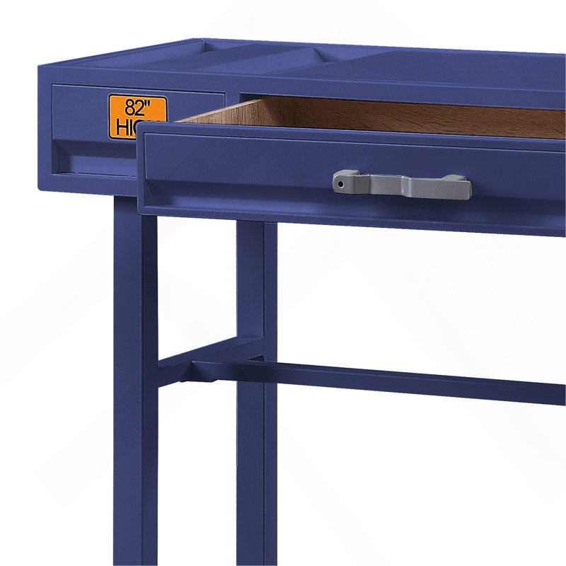 Bureau d'écriture bleu avec 1 tiroir, Bleu