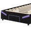 Lit plateforme tapissier de luxe avec tiroirs de rangement intégrés et DEL-133353273