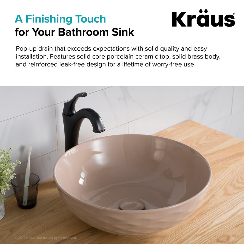 Viva Pop-Up Bathroom Sink Drain, Beige