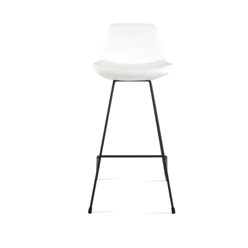 Tabouret de bar et de bar pour chat Pera, Tabouret de bar (siège d'une hauteur de 29 po), Simili cuir blanc