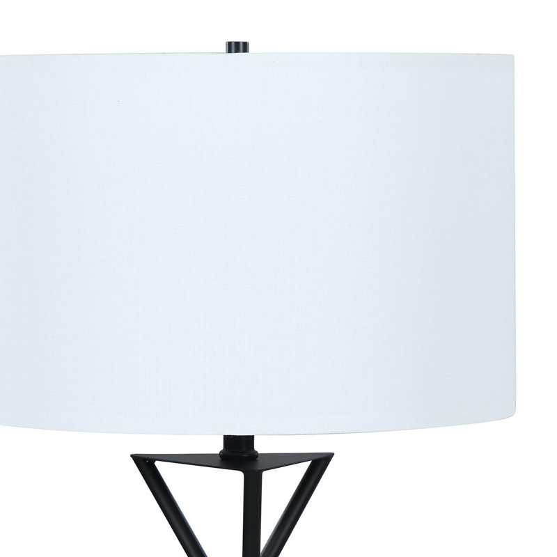 26-inch Drum Shade Metal Bedside Table Lamp Black