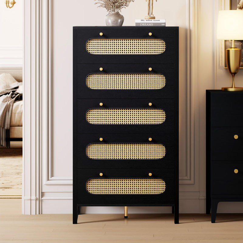 Ayishah 28.7'' W 5 - Drawer Dresser, Brown