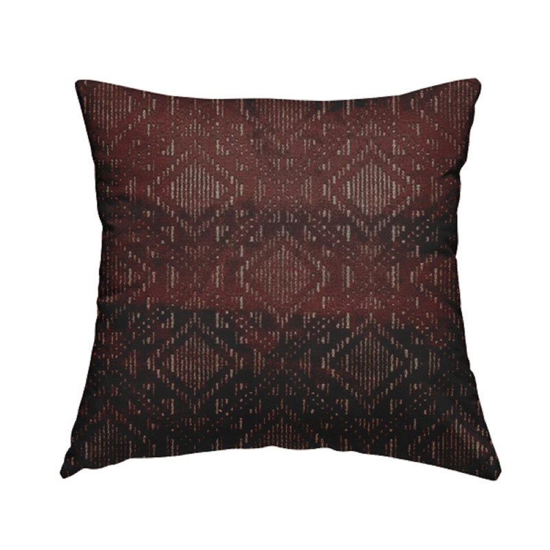 Todd Geometric Square Cushion, 28cm H x 28cm W x 5cm D, Red Burgundy