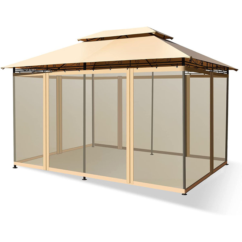 Aliyonna 3.6m x 2.6m Iron Patio Gazebo, Brown