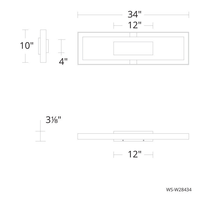 Boxie LED Wall Light, 34" H x 10" W x 3.1" D