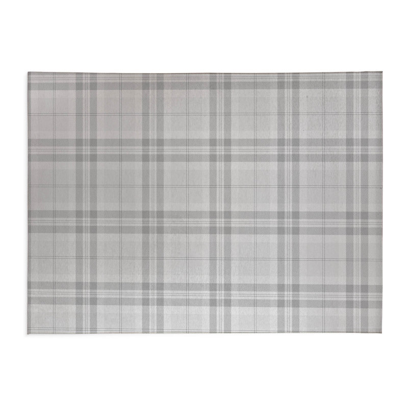 Vinny Tartan Kids Play Mat, Gray, Rectangle 5' x 7'