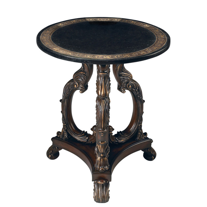  L 22,5 po Lafayette W Table d'appoint ronde en pierre multicolore