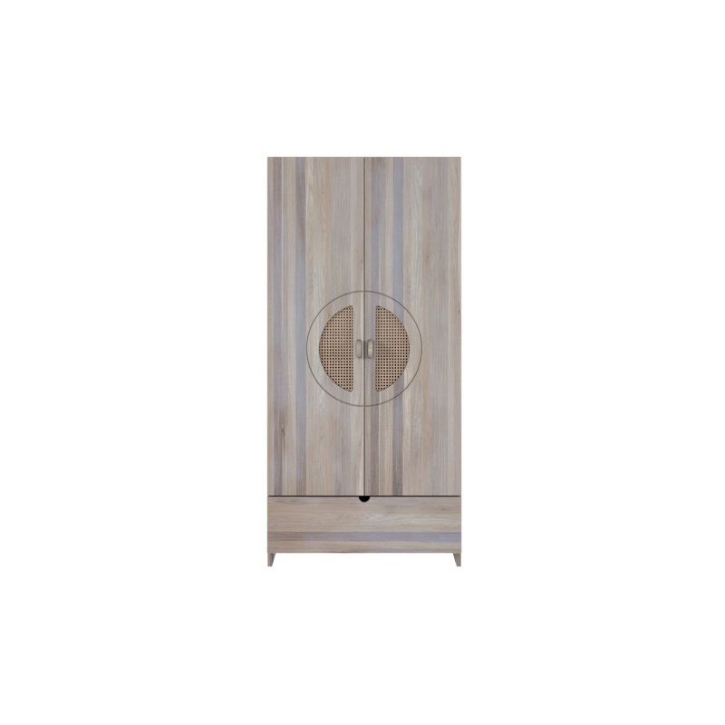Shawny 2 Door Solid Wood Wardrobe, Bleached Oil