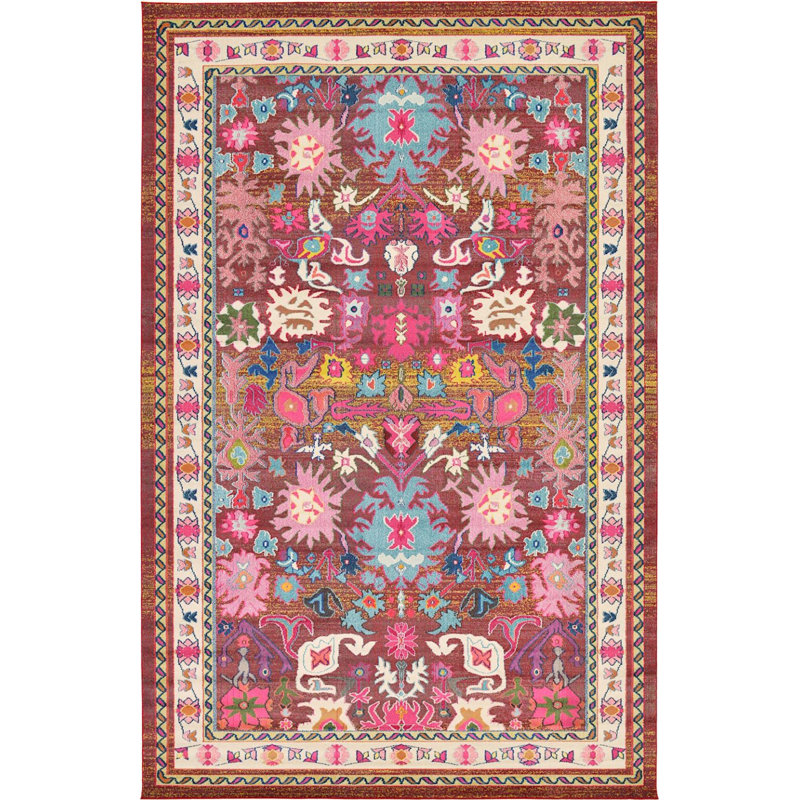 Eddins Washable Floral Indoor Rug, Rectangle 10'6" x 16'5"