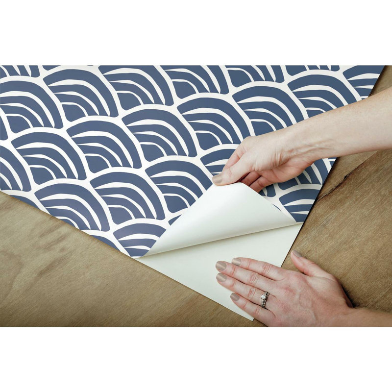 Jane 18.86' L x 18" W Peel and Stick Wallpaper Roll, Blue