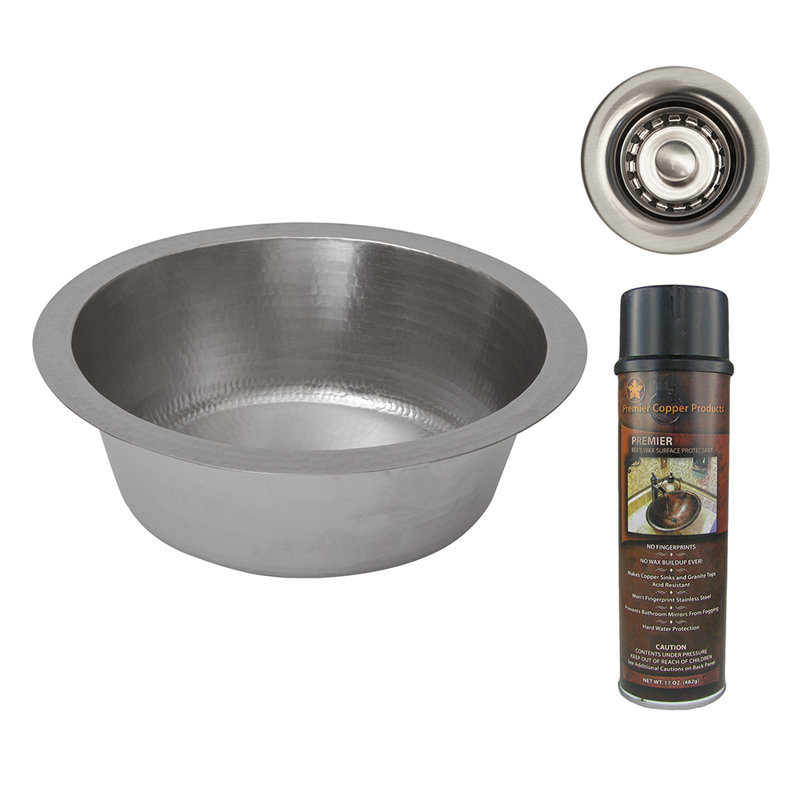 Premier Copper Products BSP5_BR14EN2-B Bar Sink And Drain Package, Brushed Nickel